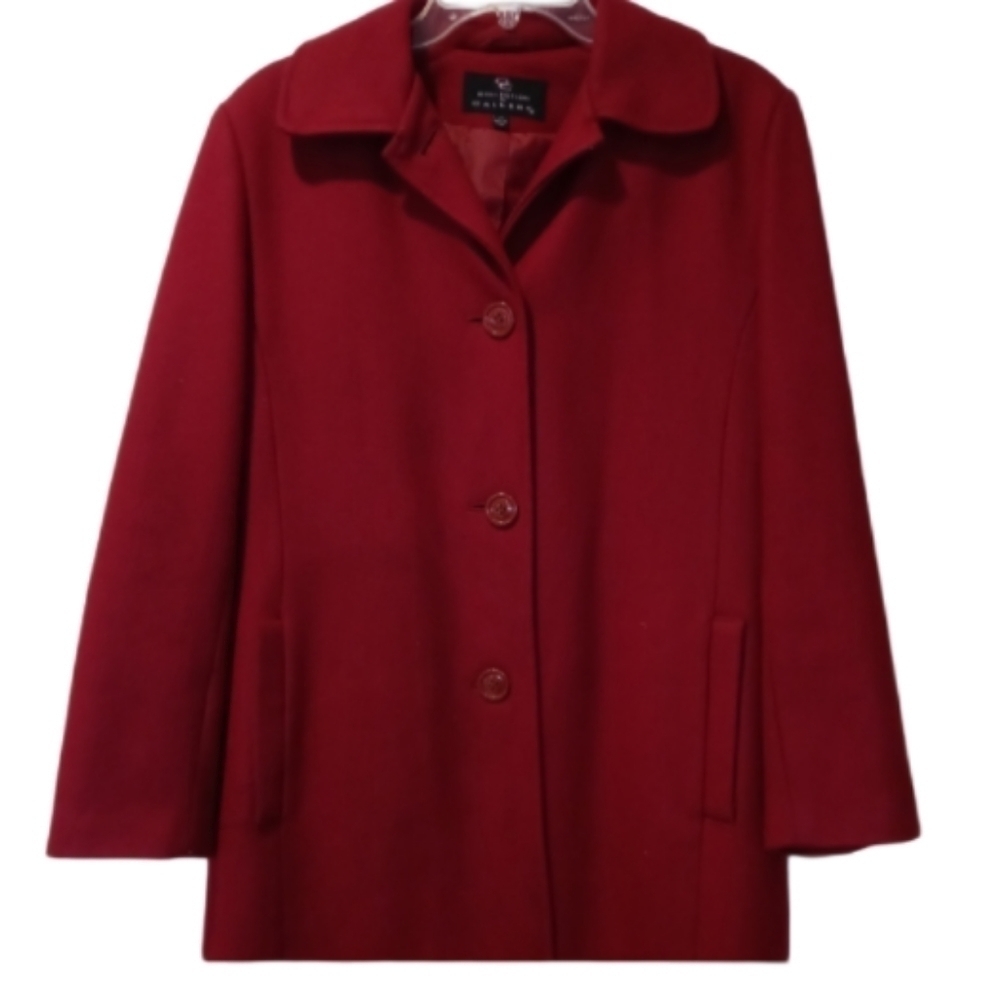 60% Wool coat by GC Collection By GALLERY burgundy Medium